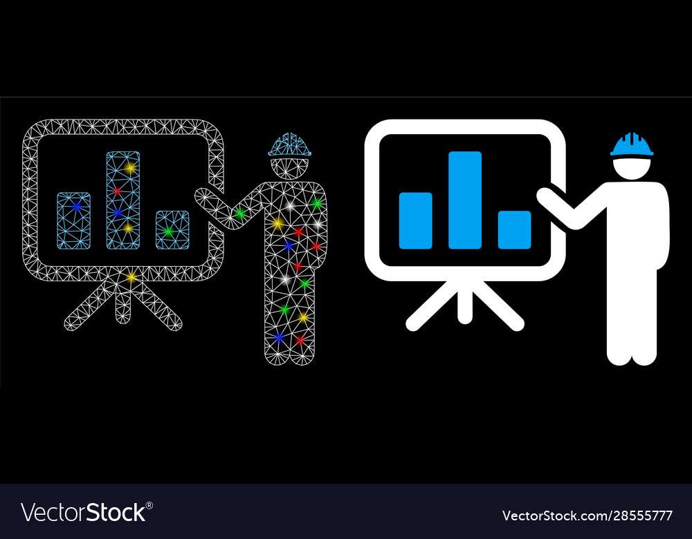 Flare mesh network engineer pointing chart board vector image Flare mesh network engineer pointing chart board