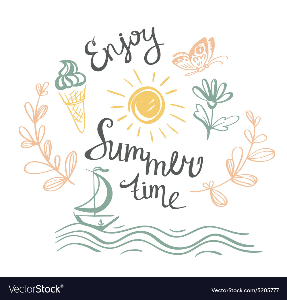 Hand drawn summer poster Royalty Free Vector Image