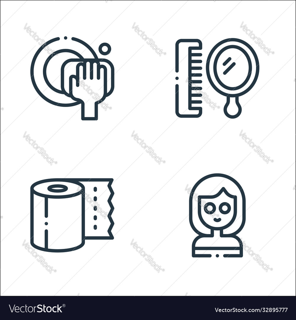 Hygiene routine line icons linear set quality Vector Image Hygiene routine line icons linear set quality