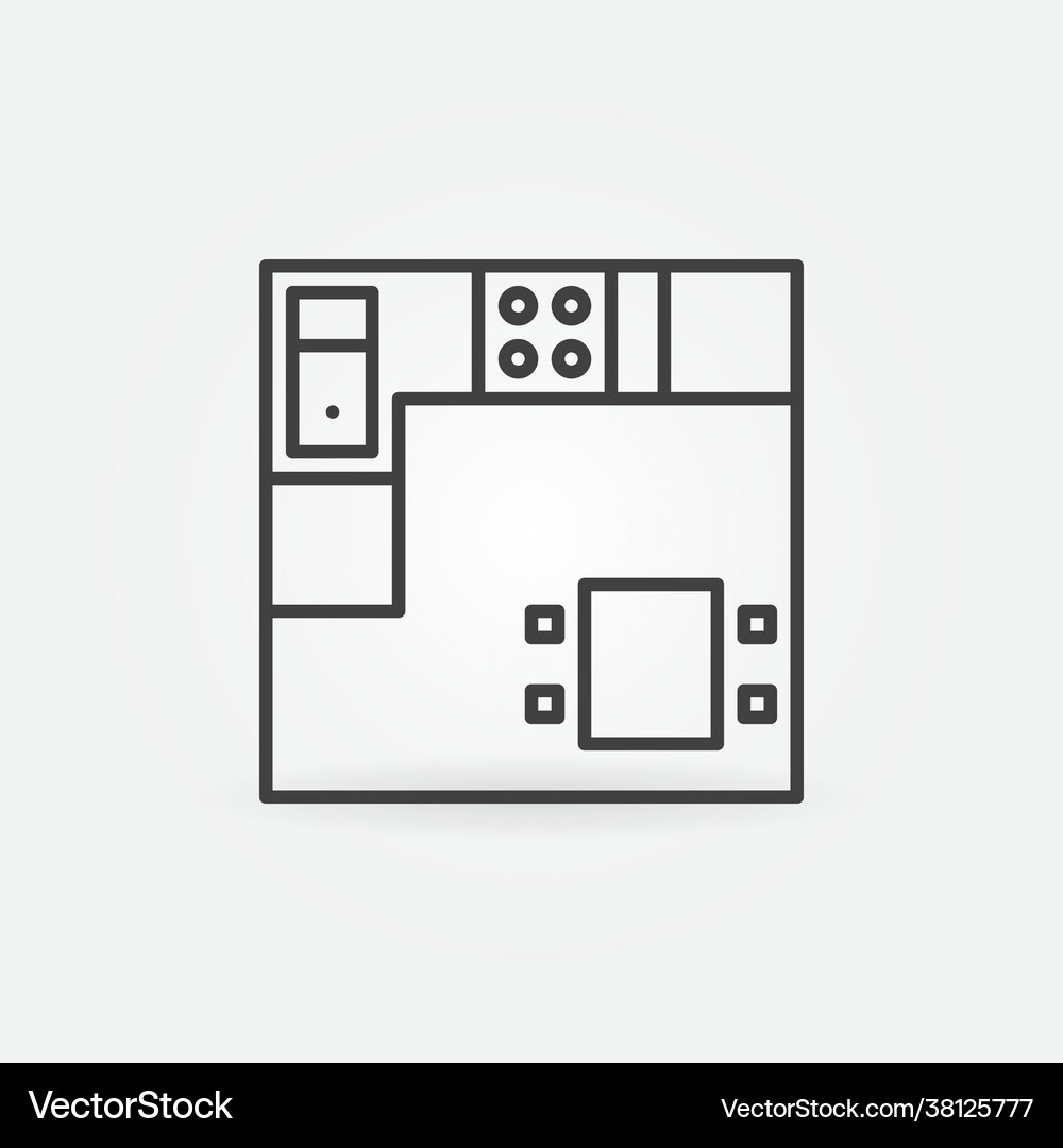 Kitchen plan linear concept simple icon Royalty Free Vector