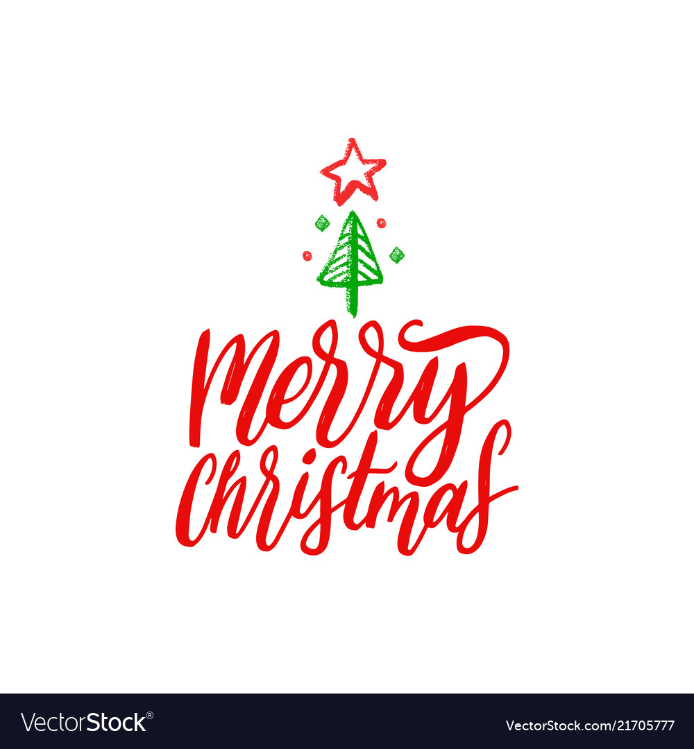 Merry christmas lettering hand drawn new Vector Image