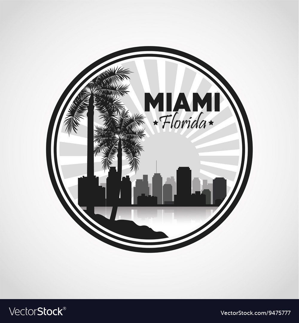 Miami Florida Design Palm Tree And City Icon Vector Image