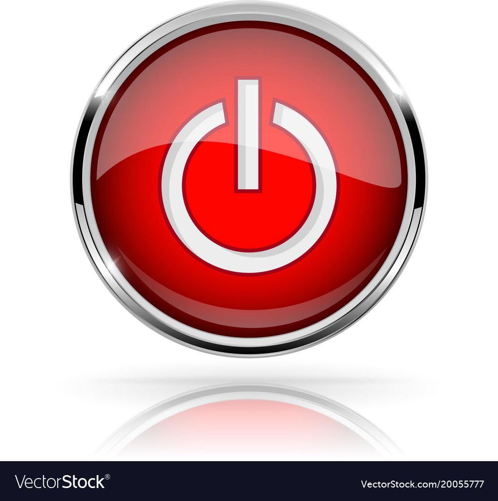 Red round media button power shiny icon