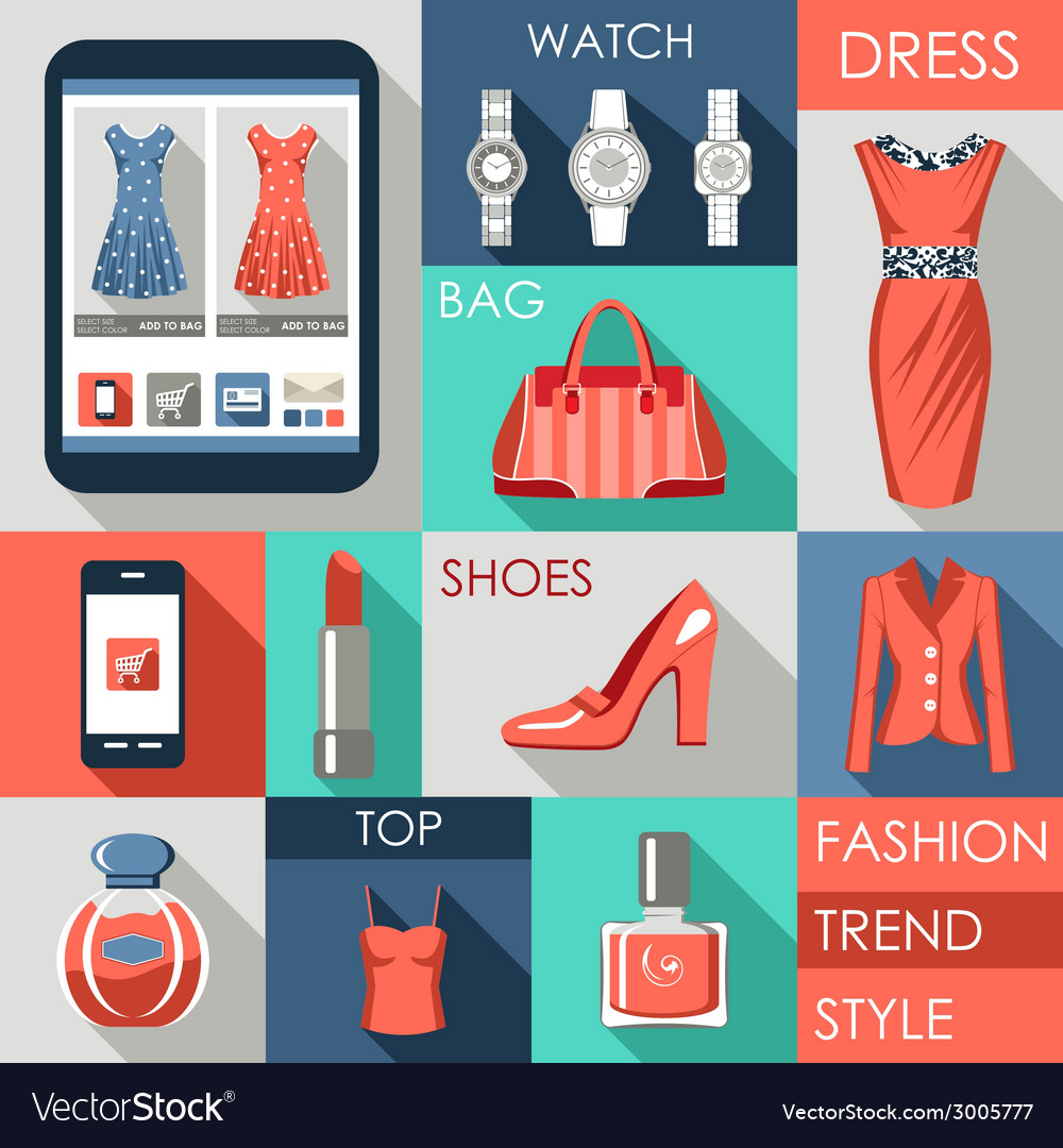 Set of flat design fashion icon for web and mobile