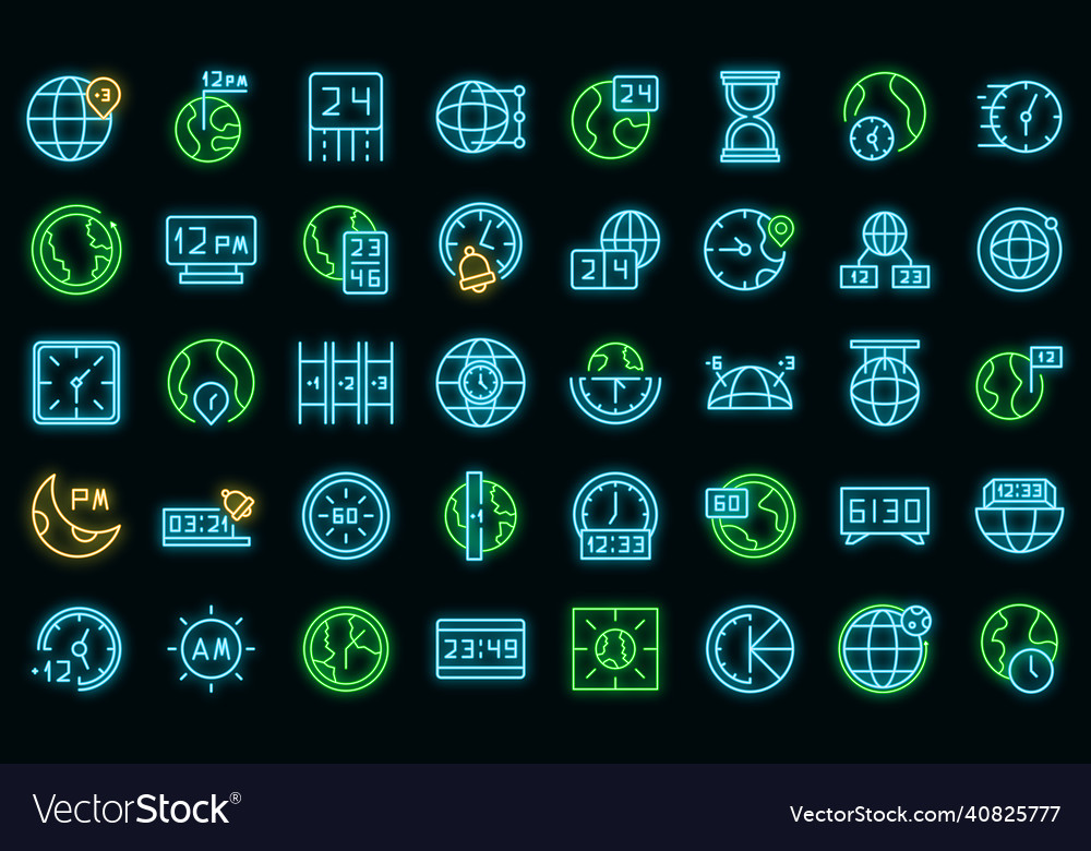 Zeitzonen-Symbole setzen Neon