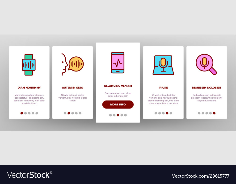 Voice control command onboarding icons set Vector Image Voice control command onboarding icons set