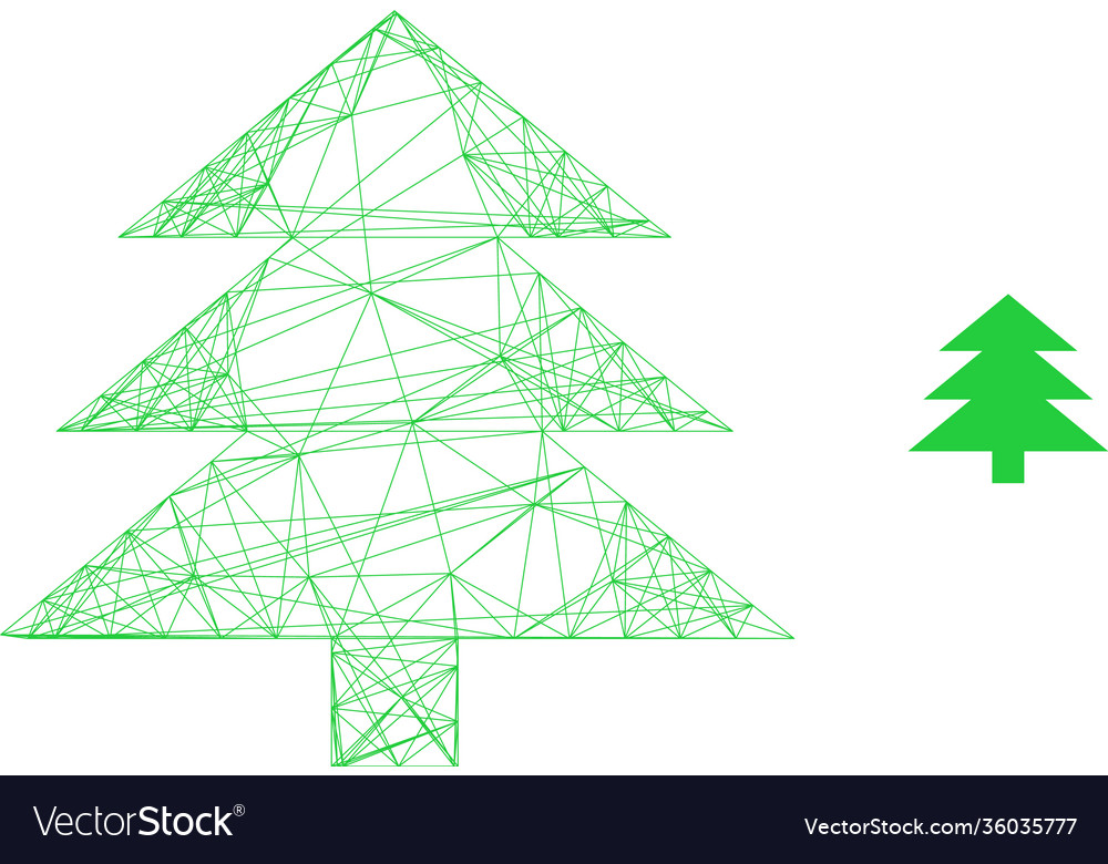 Web net fir tree icon vector image Web net fir tree icon