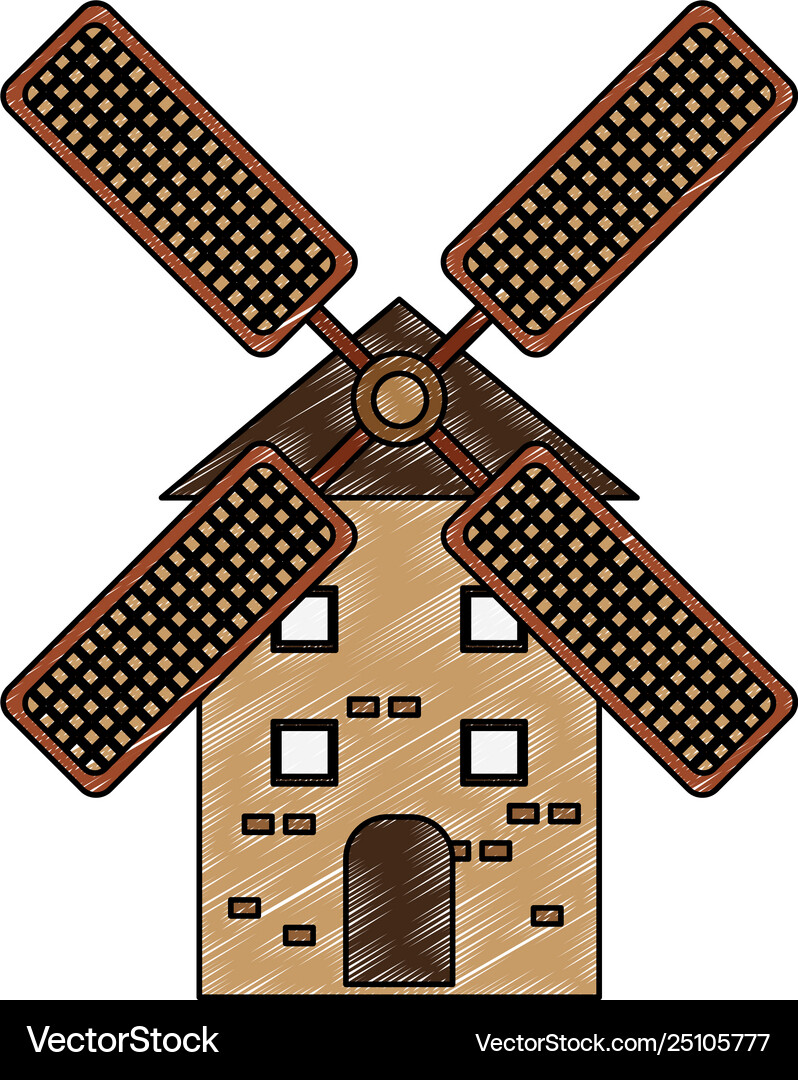 Windmill farm isolated scribble Royalty Free Vector Image