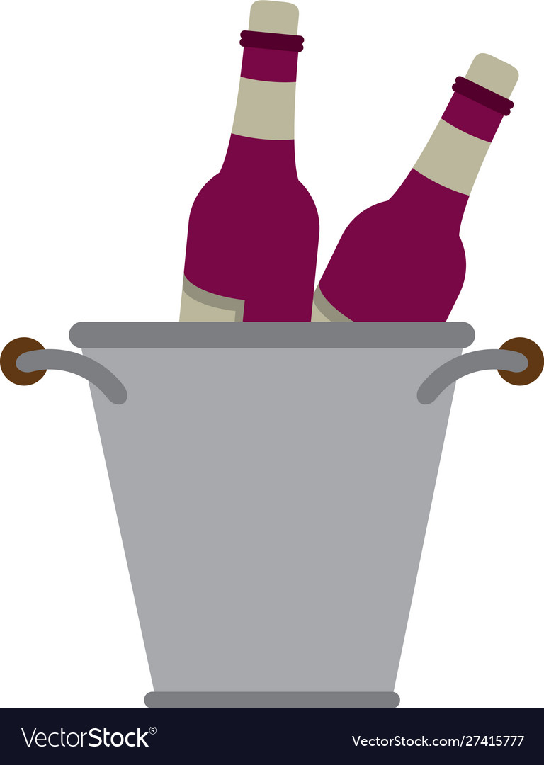 Wine bottles and ice bucket design vector image Wine bottles and ice bucket design