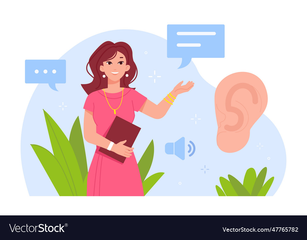 Active listening listen skill communication Vector Image