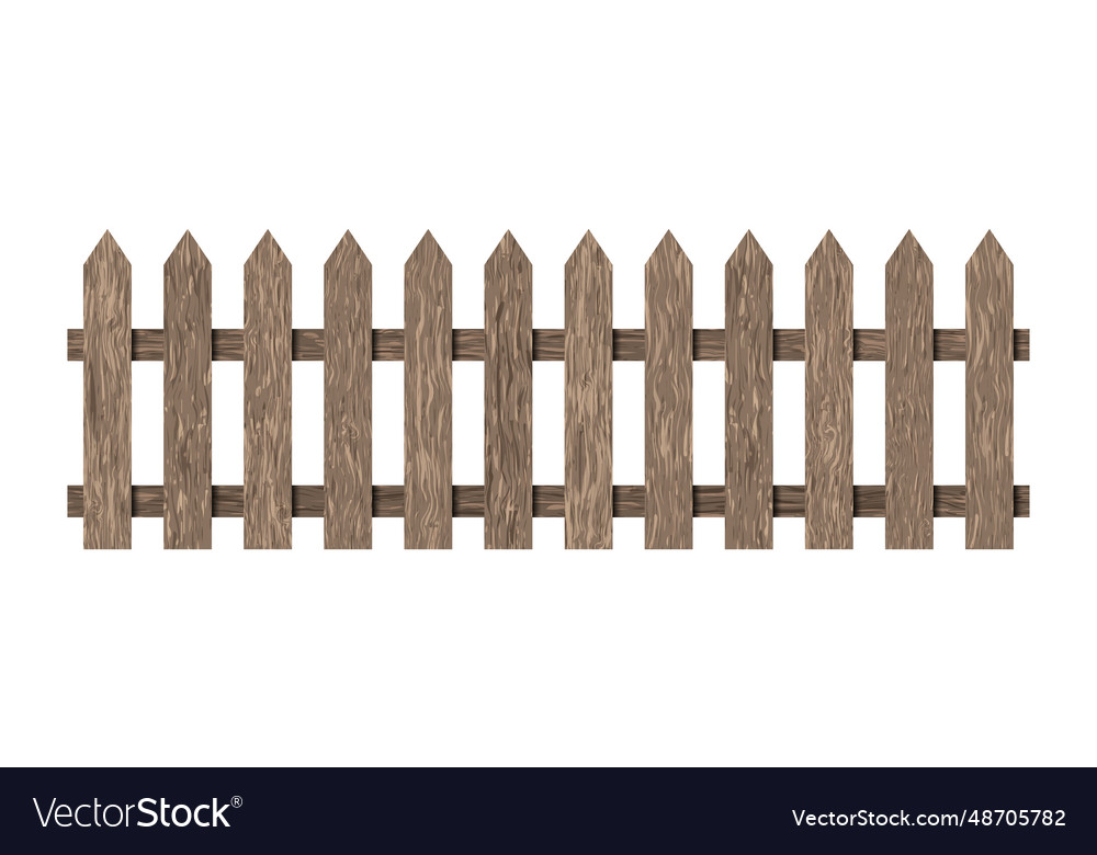 Brown wood picket fence repeat isolated Royalty Free Vector