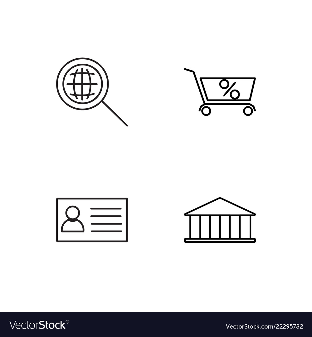 Business simple outlined icons set