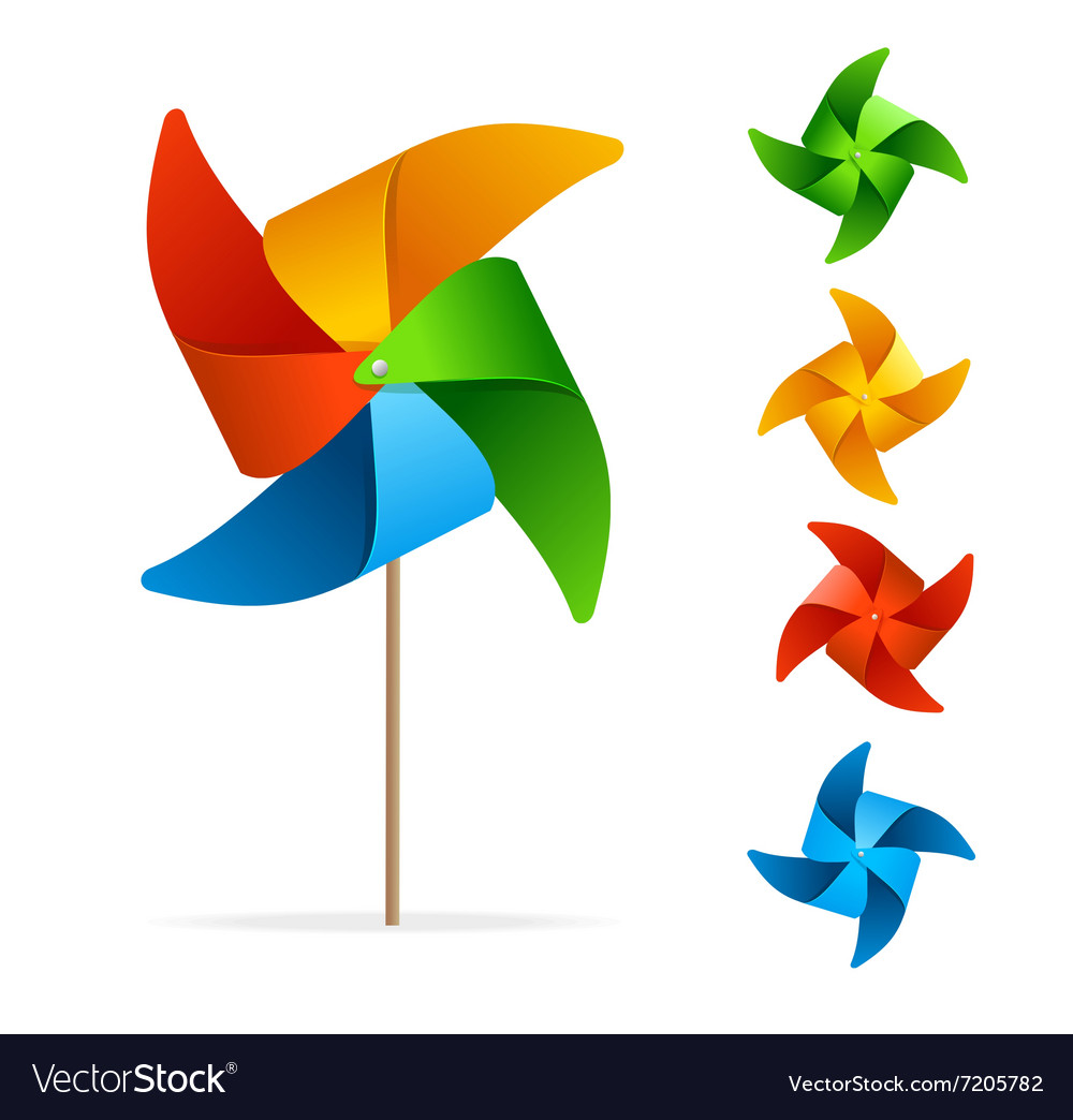 Colorful windmill set Royalty Free Vector Image