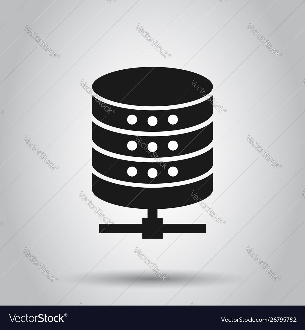 Data center icon in flat style server on isolated vector image Data center icon in flat style server on isolated