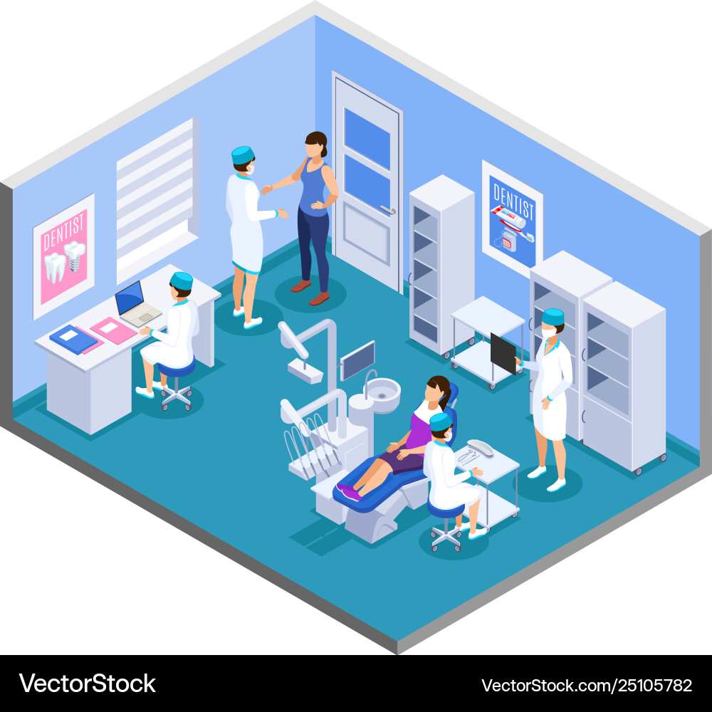 Dentist isometric composition Royalty Free Vector Image