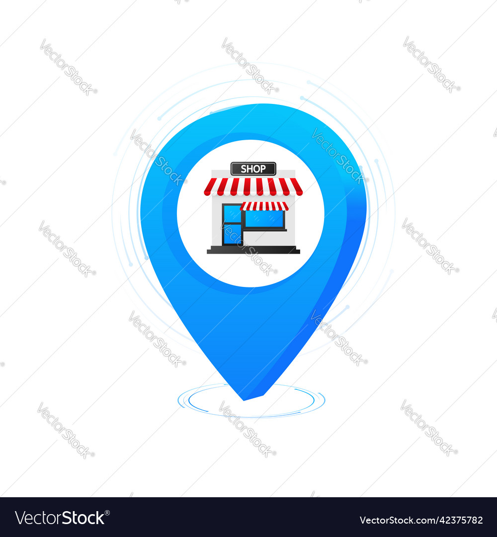 Flat banner with shop pin location