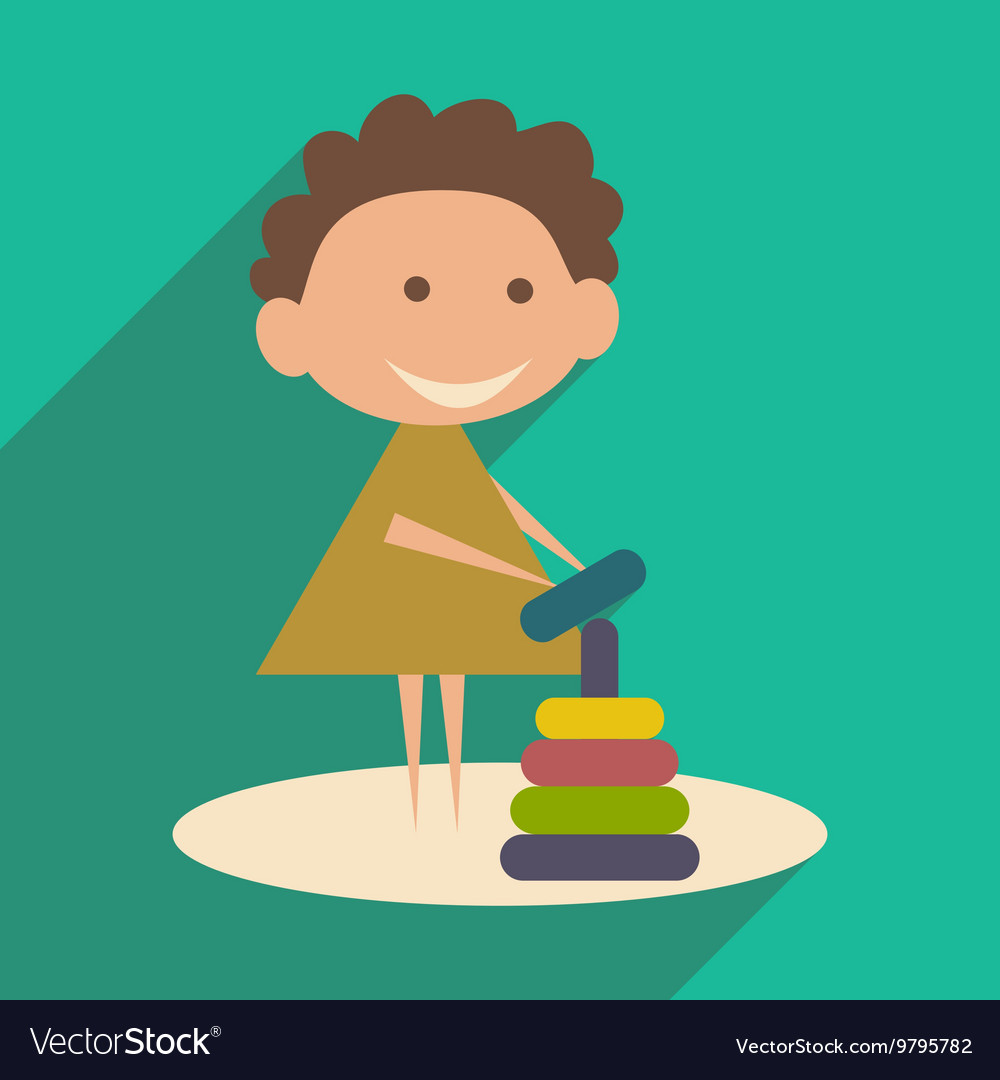 Flat with shadow icon and mobile application child