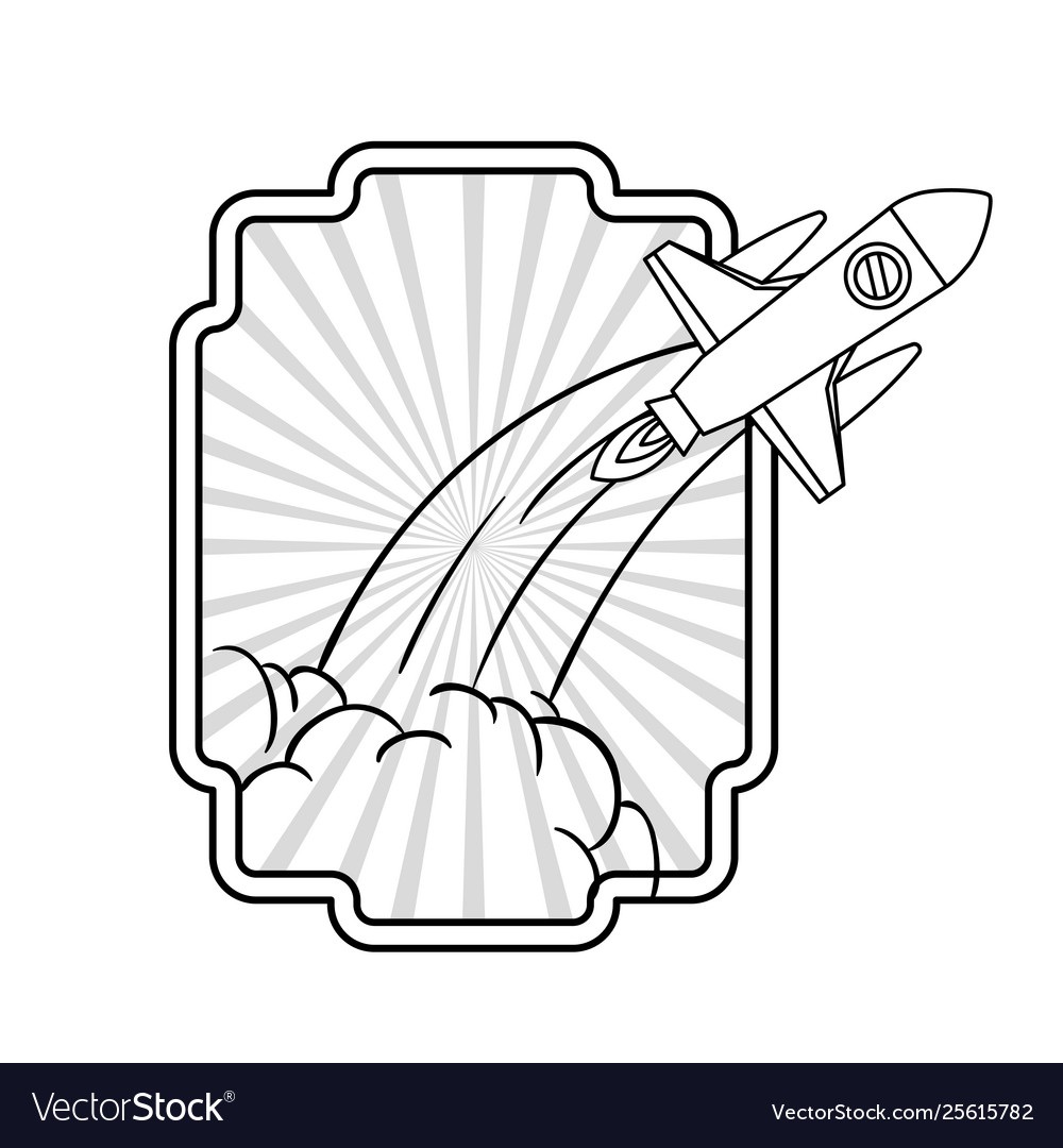 Frame with rocket taking off icon Royalty Free Vector Image