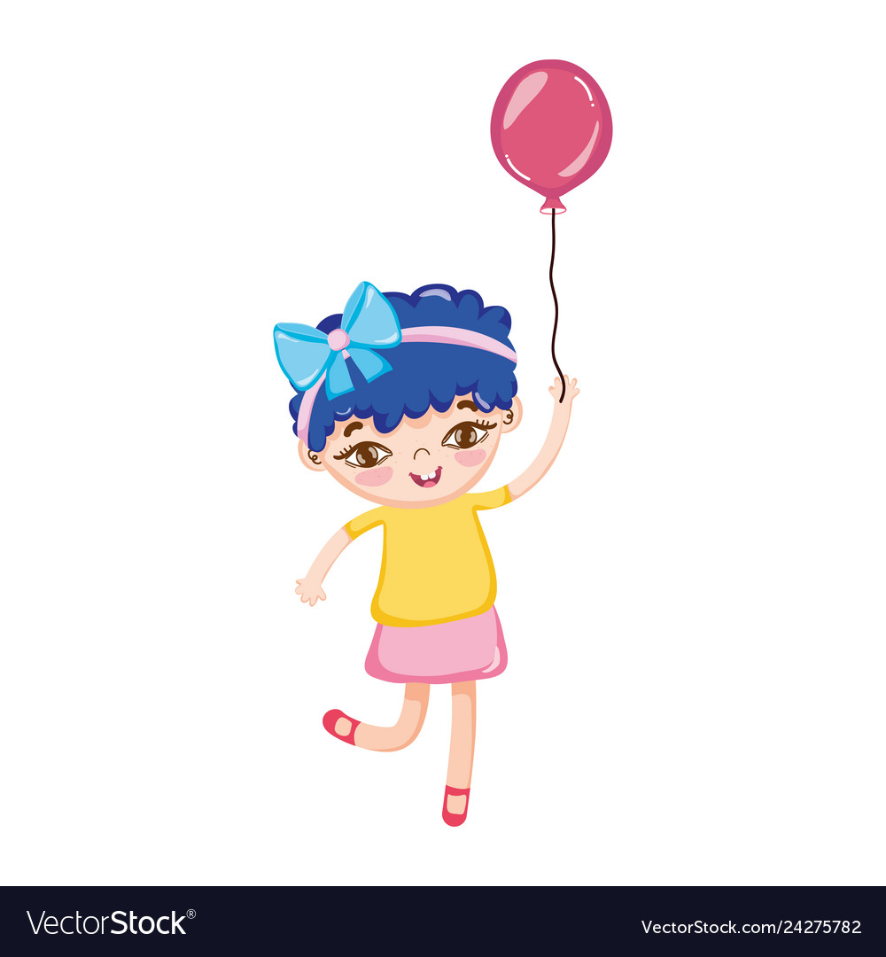 Girl child with curly short hair and balloon