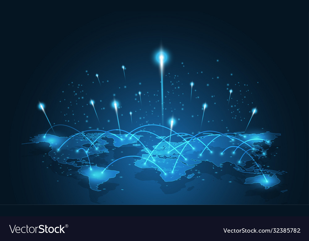 Global network connection world map abstract vector image Global network connection world map abstract
