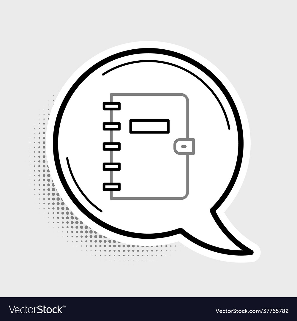 Line notebook icon isolated on grey background vector image Line notebook icon isolated on grey background