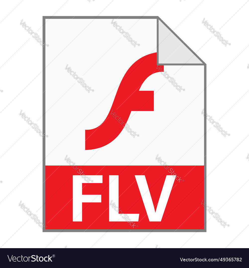 Modern flat design of flv file icon for web vector image Modern flat design of flv file icon for web
