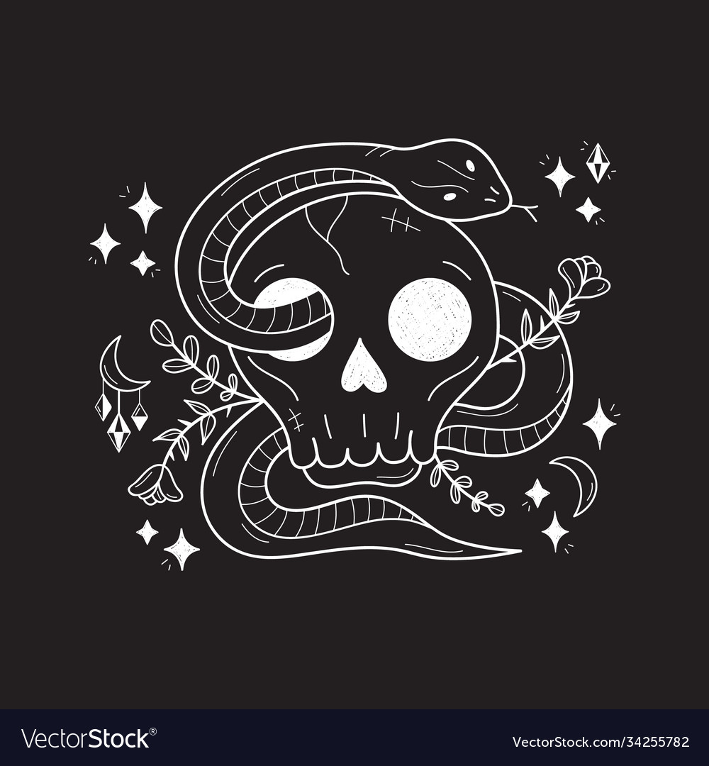 Mystical Skull with Serpent