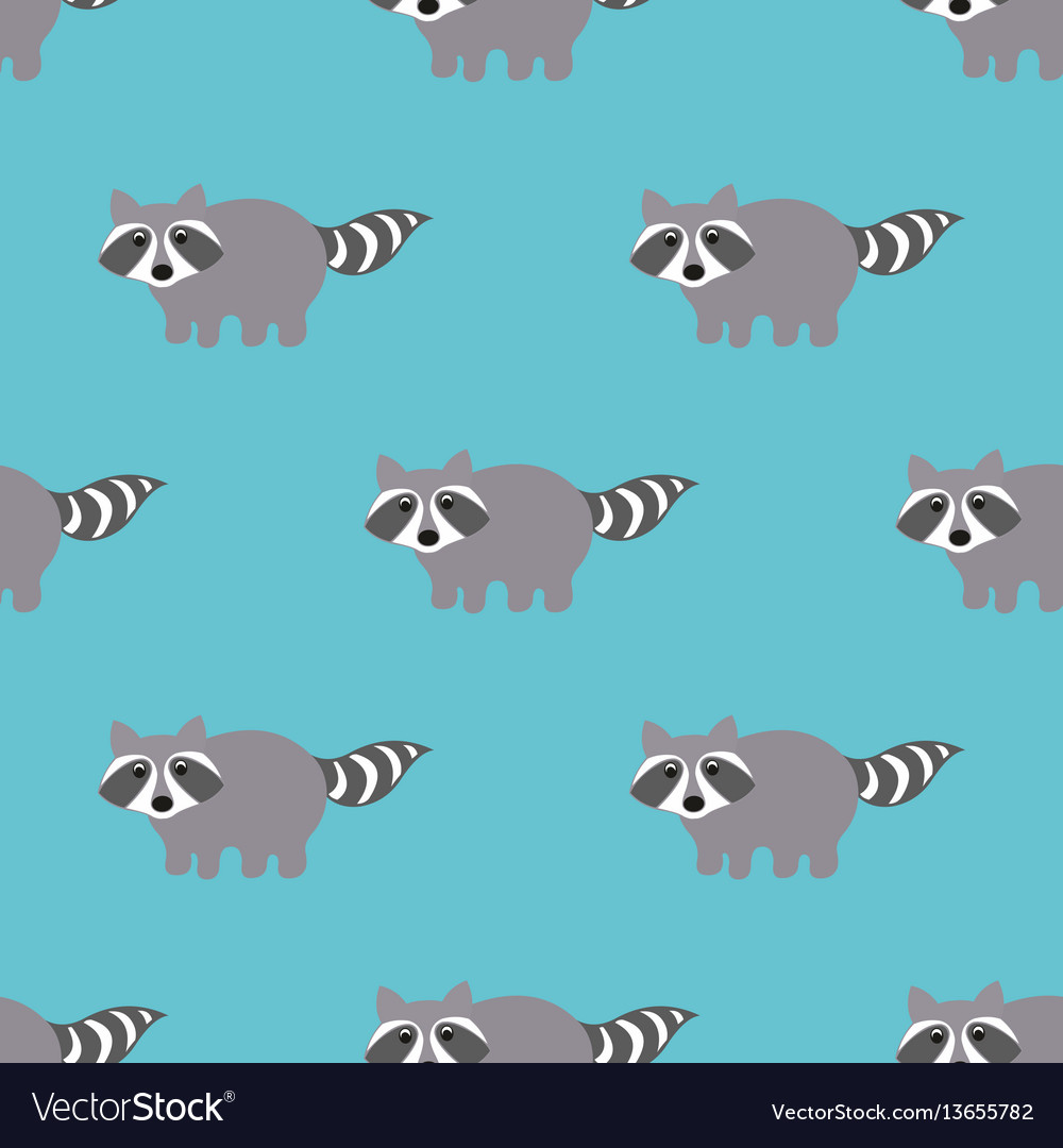 Raccoons in a cartoon style seamless pattern Vector Image Raccoons in a cartoon style seamless pattern Vector Image