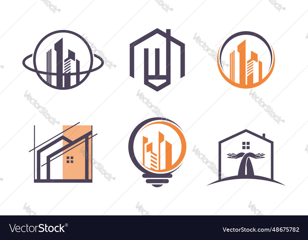 Set of building logo design element icon Vector Image Set of building logo design element icon