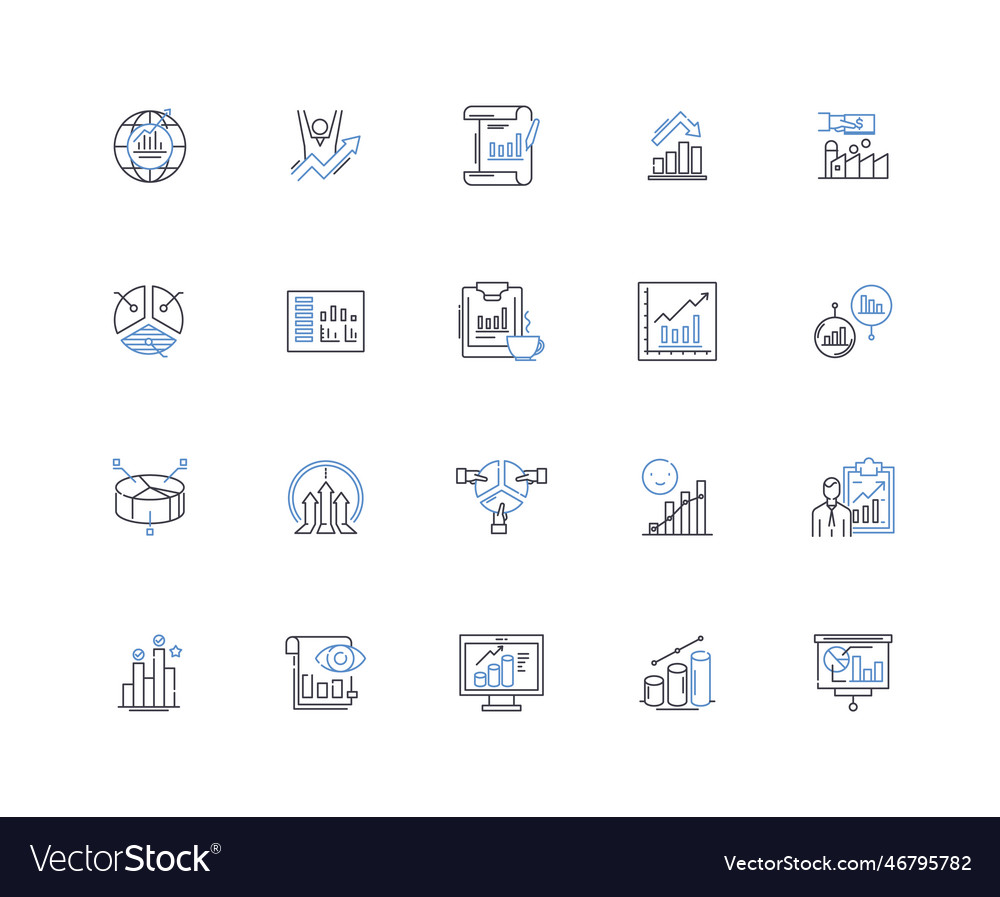 Visual representation line icons collection Vector Image Visual representation line icons collection