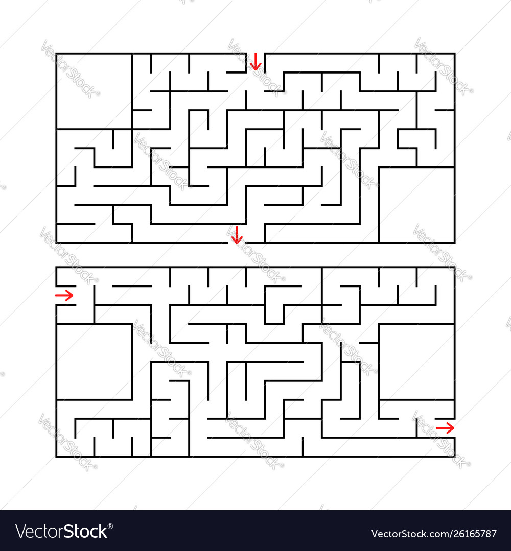 A set two rectangular labyrinths simple flat vector image A set two rectangular labyrinths simple flat