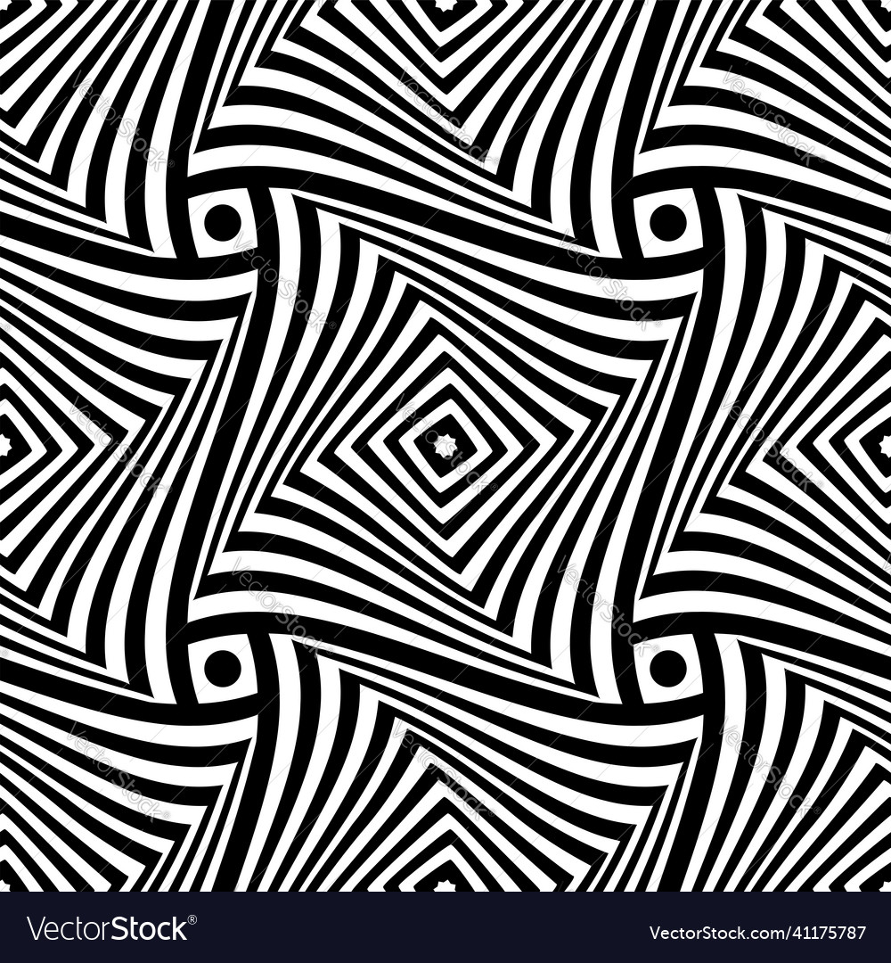 Abstract seamless op art pattern twisting lines