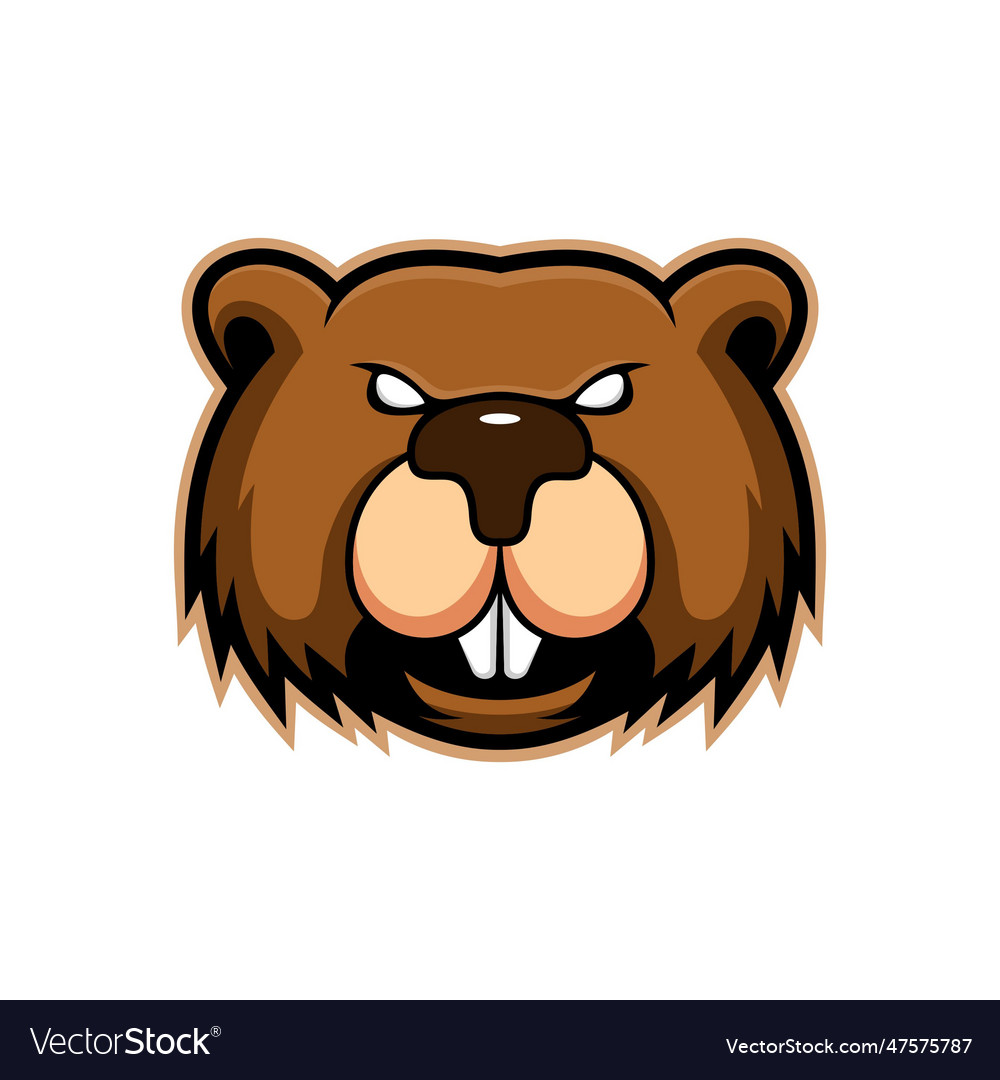 Beaver head flat style logo Royalty Free Vector Image