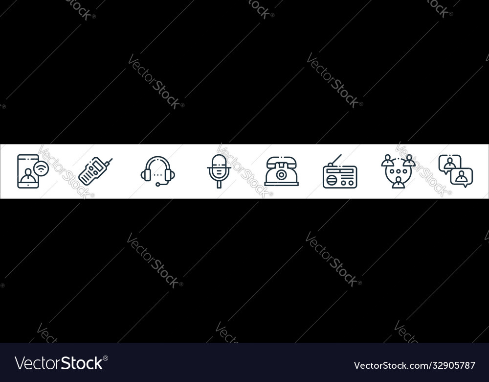 Communication line icons linear set quality vector image Communication line icons linear set quality