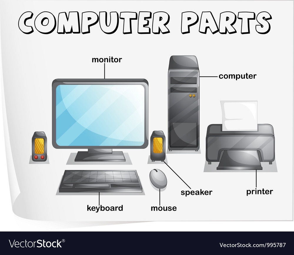 Computer Parts Name, Images, Drawing for kids