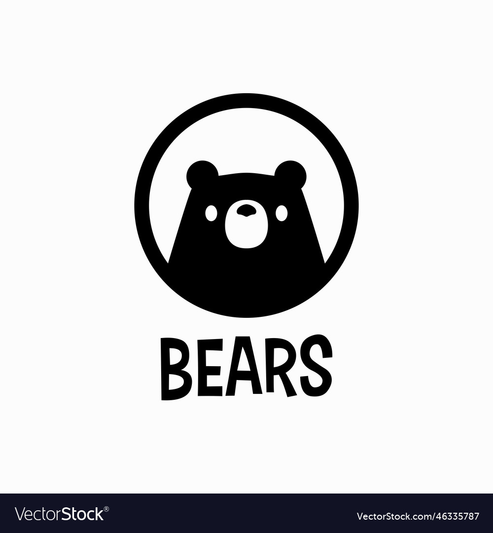 Cute bear mascot character cartoon round circle Vector Image