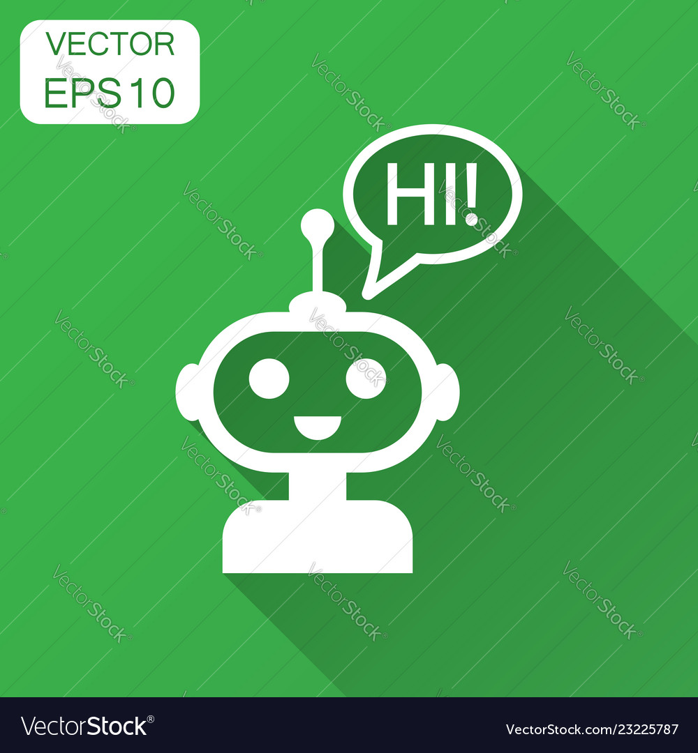 Cute robot chatbot icon in flat style bot vector image Cute robot chatbot icon in flat style bot