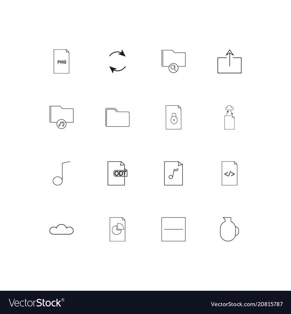 Files and folders sign linear thin icons set