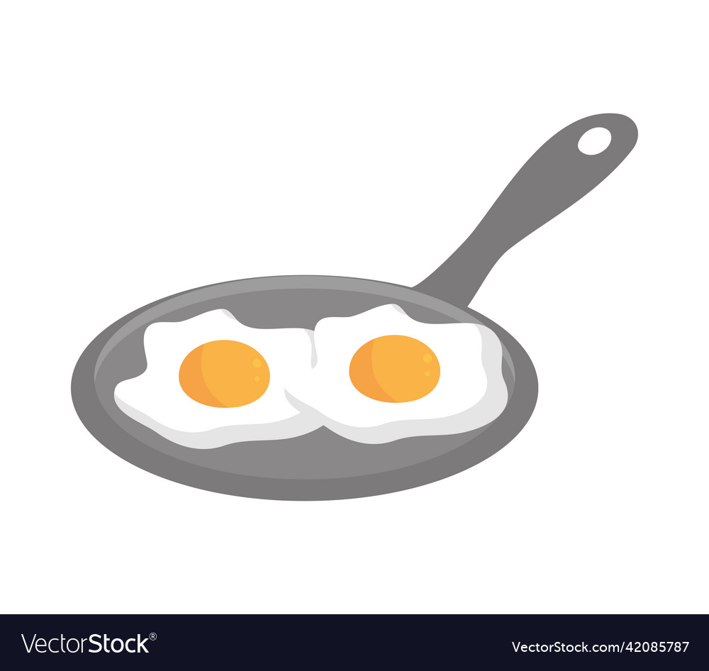 Fried eggs in saucepan Royalty Free Vector Image