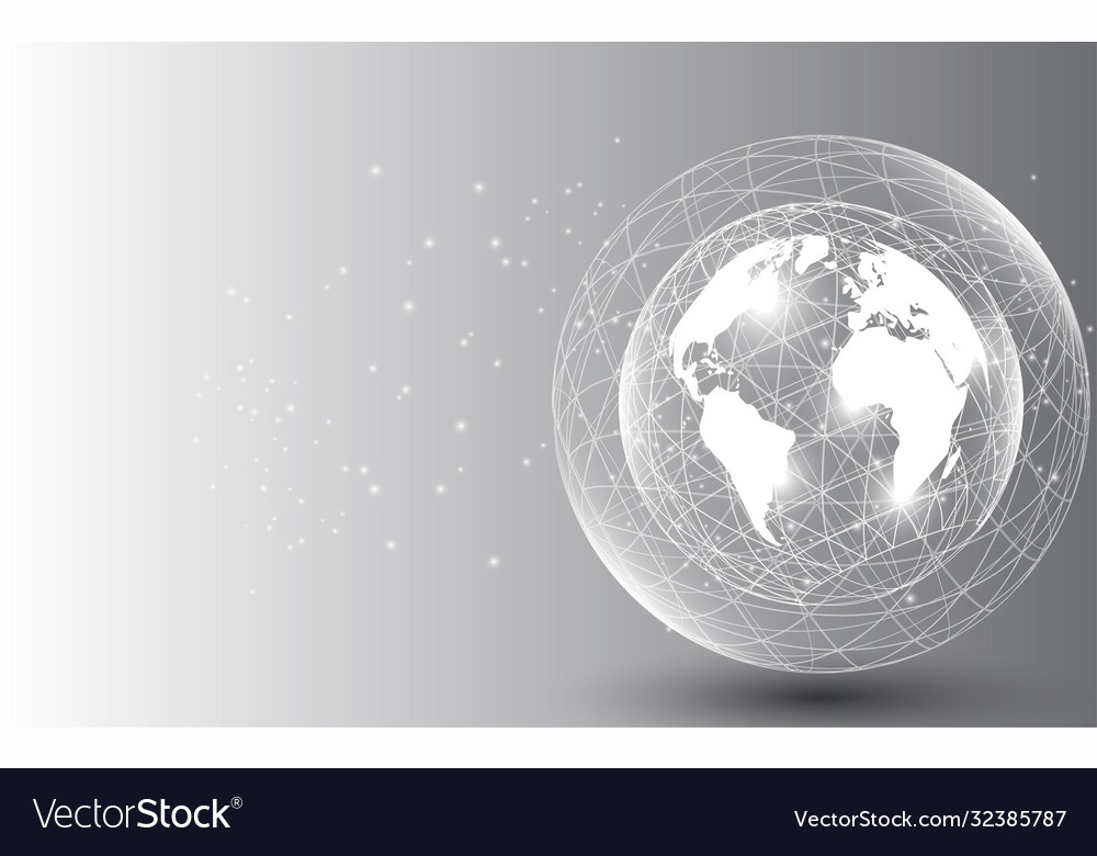 Global network connection world map abstract vector image Global network connection world map abstract