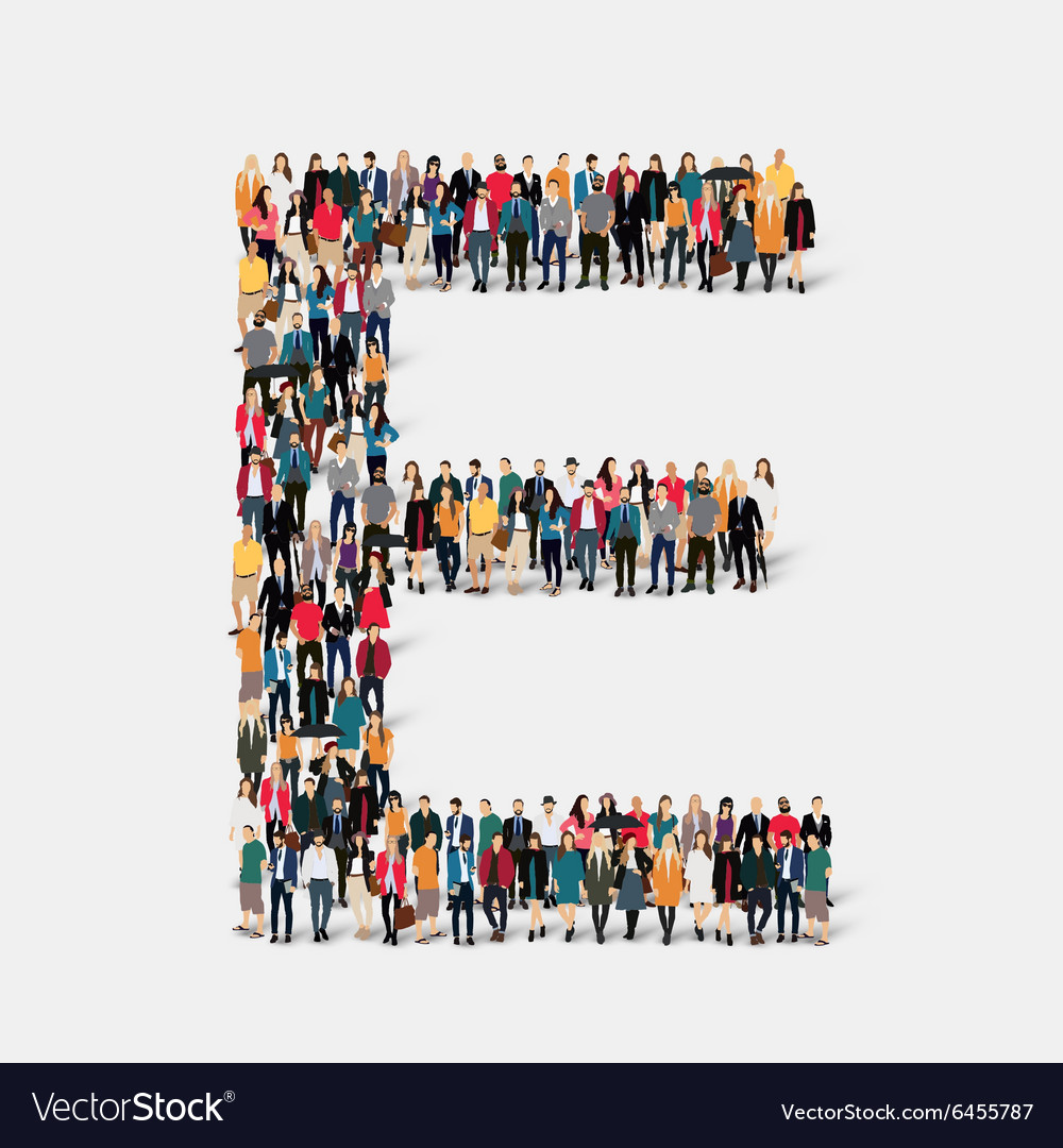 Group people letter form Royalty Free Vector Image