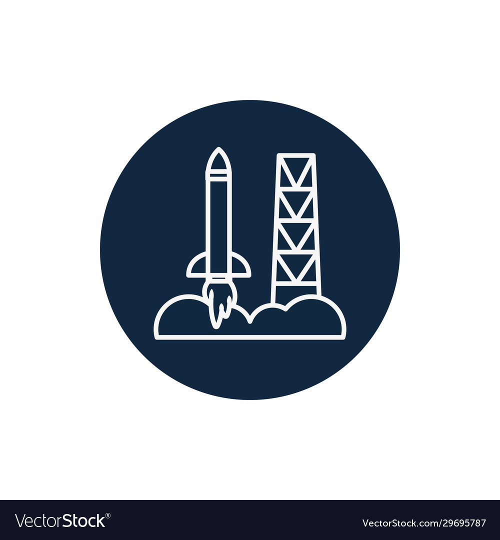 Isolated rocket line block style icon vector image Isolated rocket line block style icon