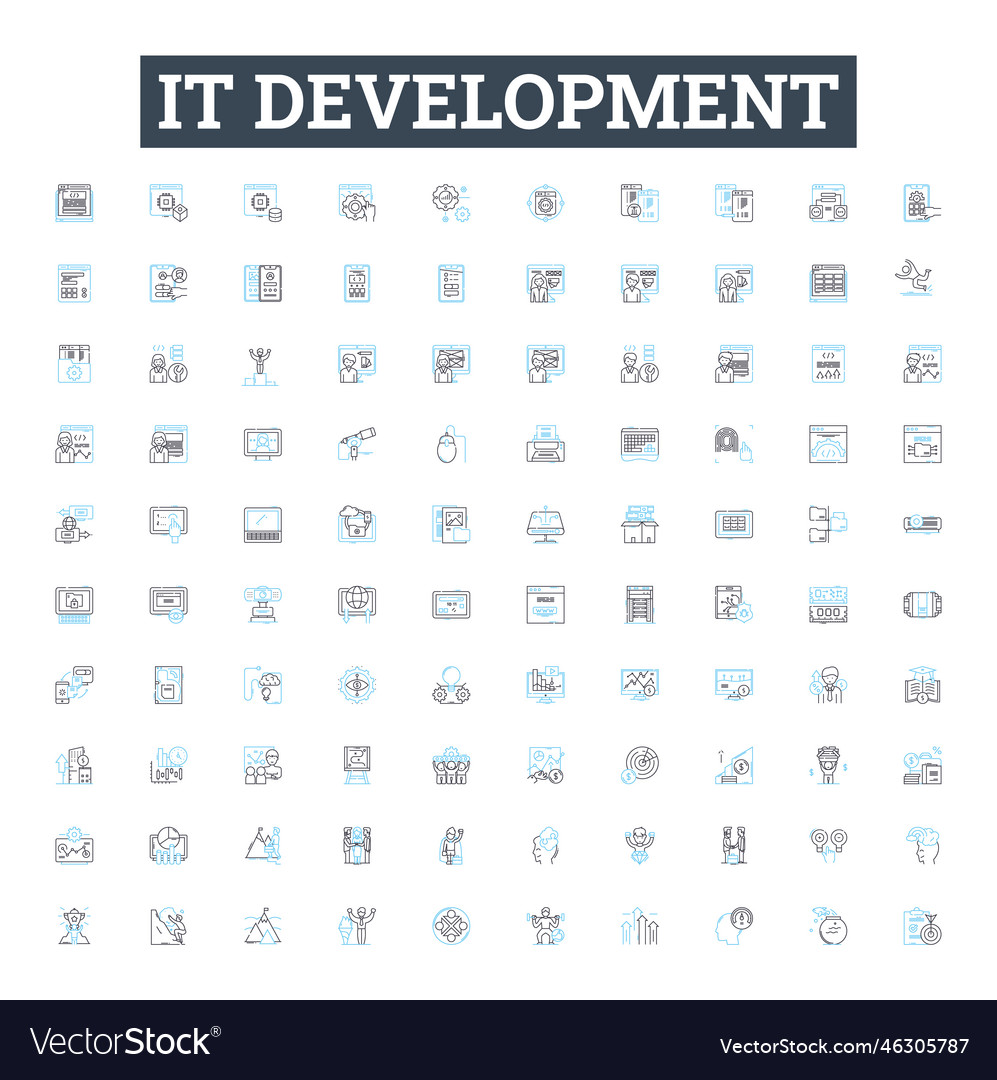 It development line icons set vector image It development line icons set