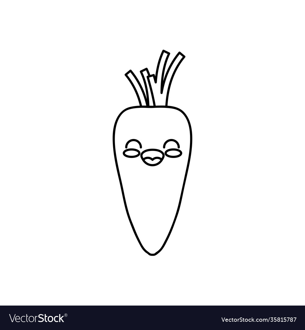 Kawaii carrot icon line style Royalty Free Vector Image