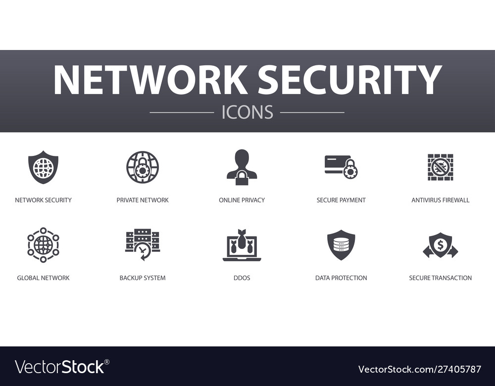 Network security simple concept icons set