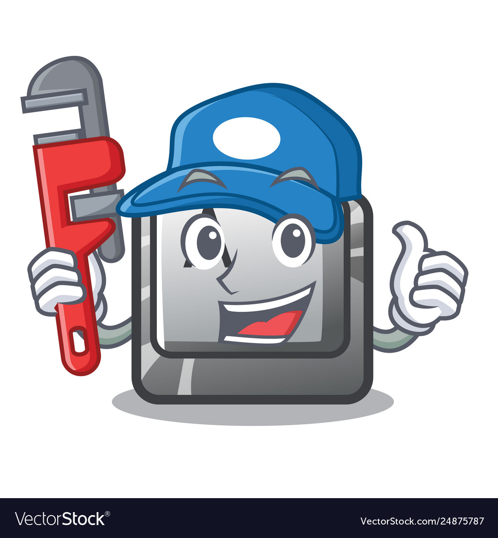Plumber a button attached cartoon keyboard Vector Image Plumber a button attached cartoon keyboard