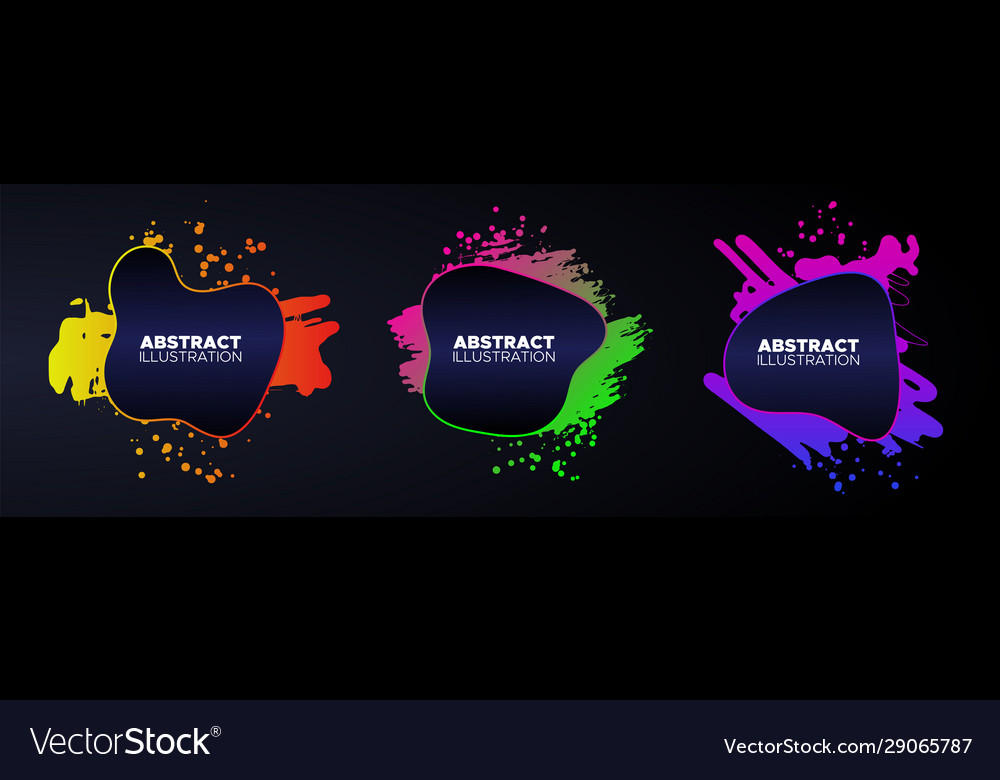 Set modern abstract banners ink style shapes