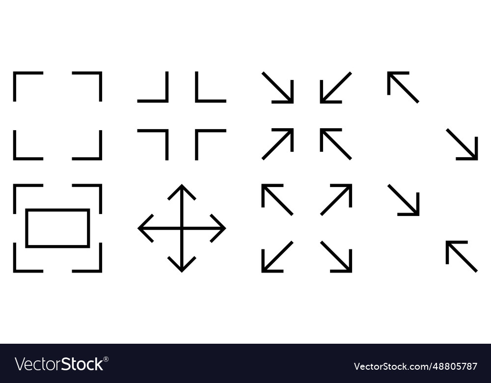 Set of full screen and exit icons vector image Set of full screen and exit icons