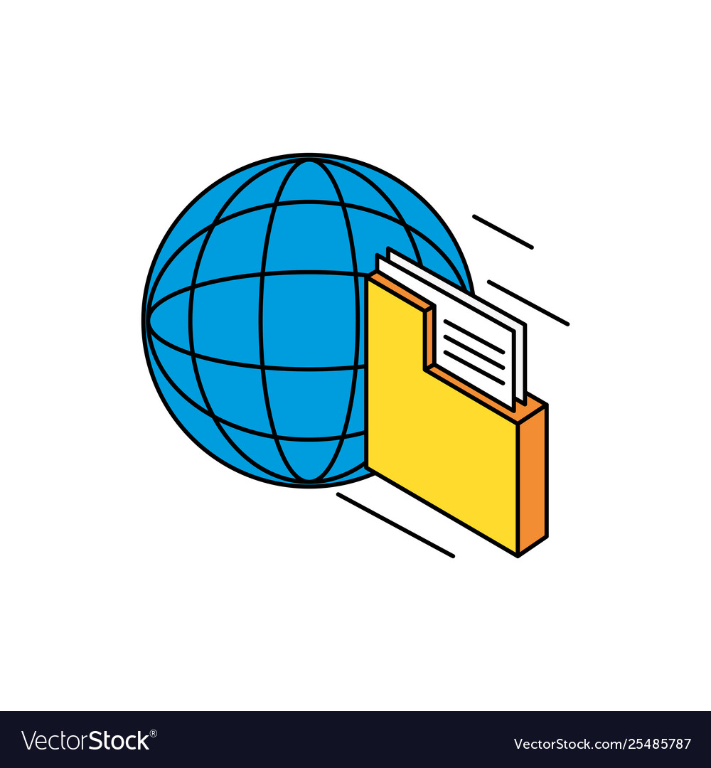 Sphere planet browser with folder Vector Image Sphere planet browser with folder