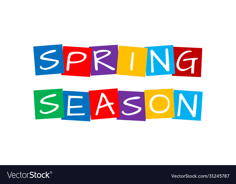 Spring season text in colorful rotated squares vector image Spring season text in colorful rotated squares